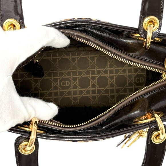 Christian Dior Vintage 2007 Lady Dior Pony Calf Hair Leopard Tote Bag [106048] - Picture 11 of 14